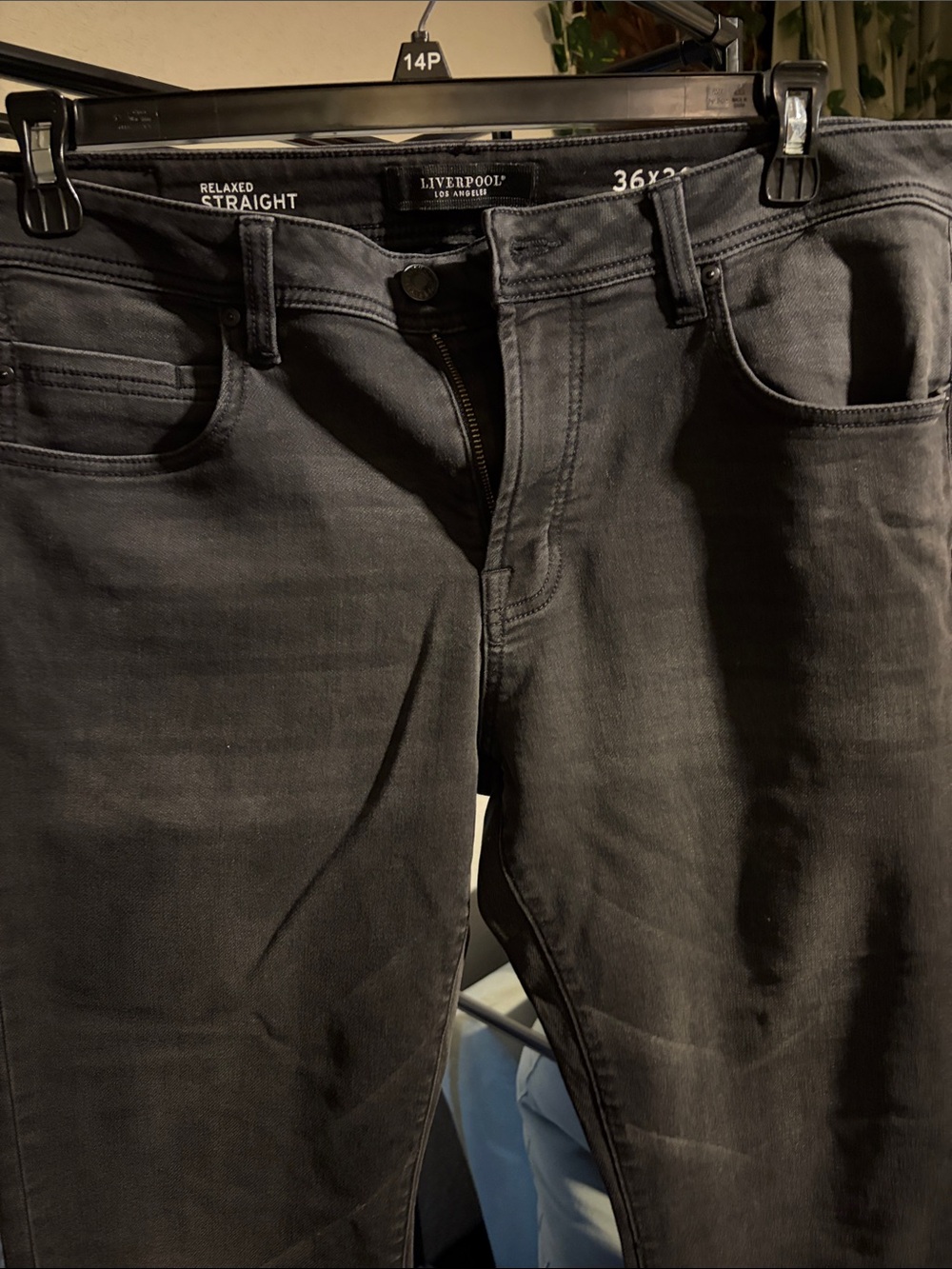 Liverpool Men's Relaxed Straight Jeans in Charcoal Black